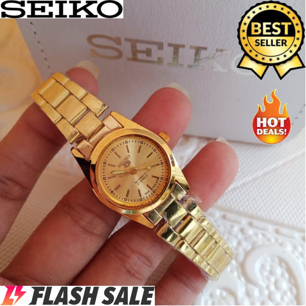 Seiko 5 21 Jewels Automatic Hand Movement All Gold Watch for Women(Gold) Shopee Philippines