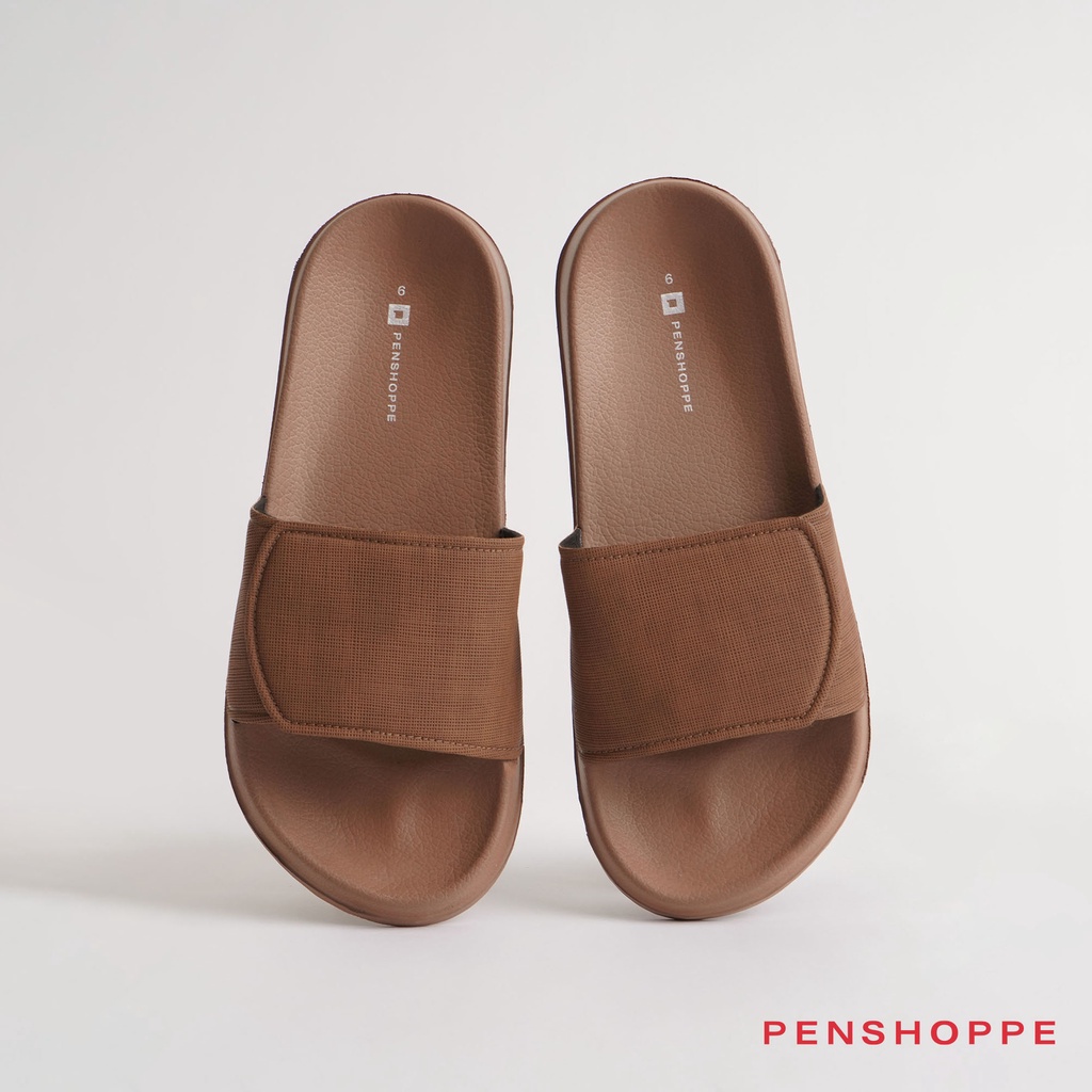 Penshoppe Velcro Ripstop Slides Slippers For Men (Amber Brown) | Shopee ...