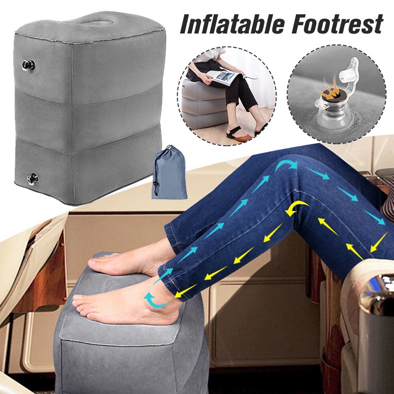 Inflatable Travel Foot Rest Pillow Portable Adjustable Three Layers