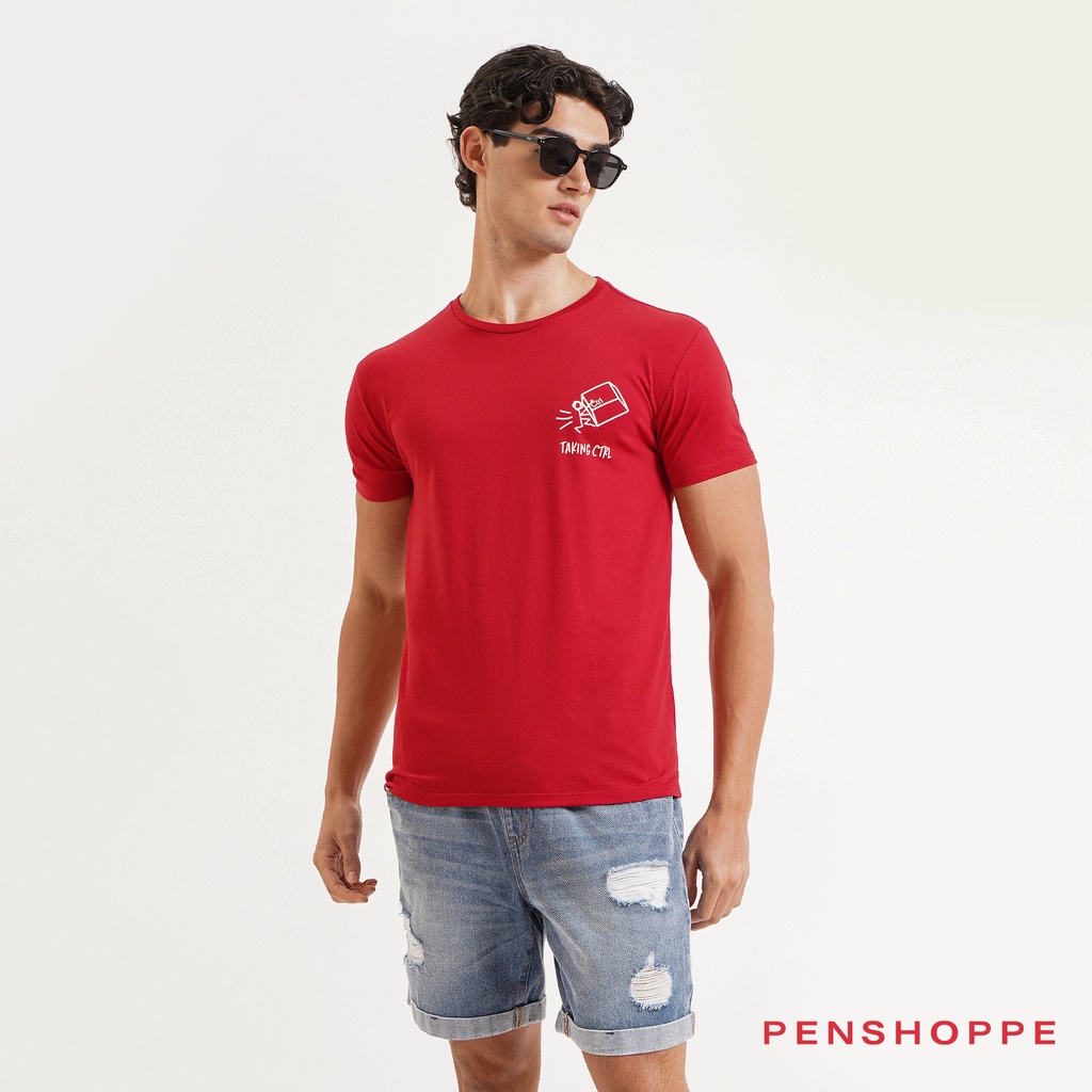 Penshoppe Taking CTRL Semi-fit Graphic Tshirt For Men (Red) | Shopee ...