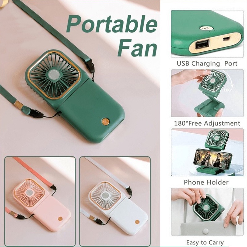 Mini Fan Phone Holder 5000Mah Usb PowerBank 3 In 1 Portable Mini Fan