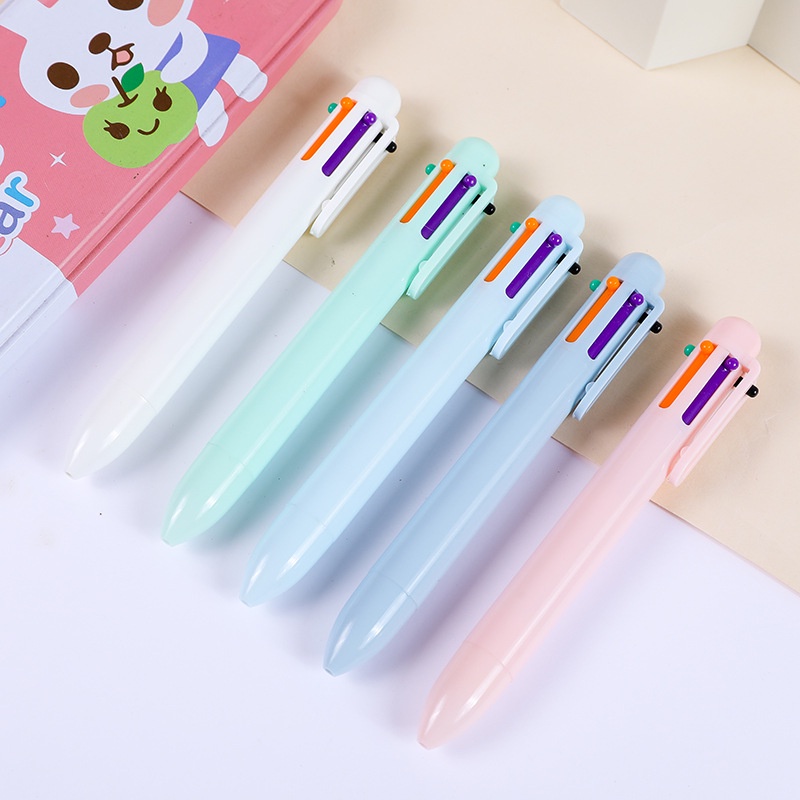 6 color pen stationery Ballpen cute multi-color ballpoint pens pastel ...