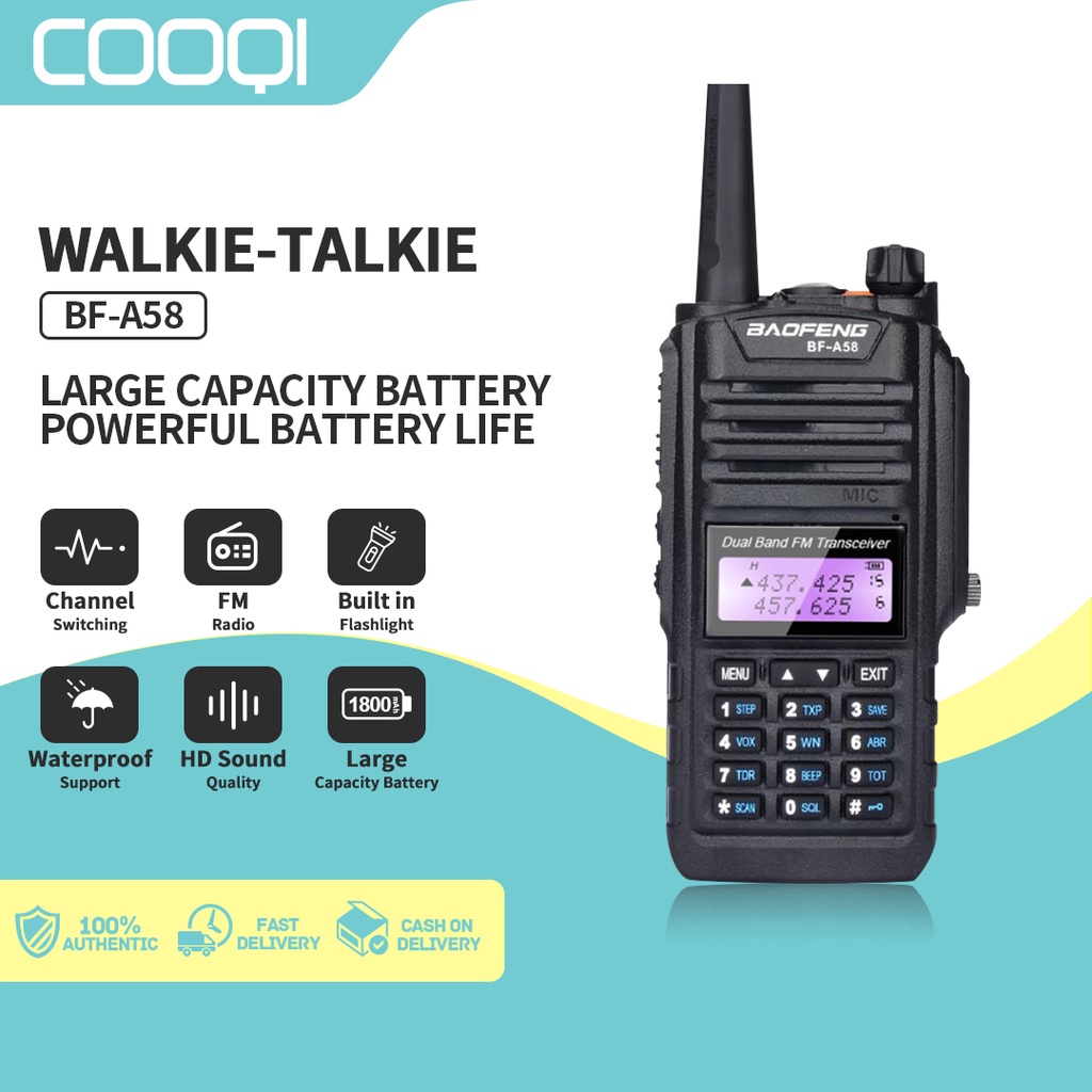 Cooqi Baofeng Bf-a58 5w Uhf Vhf Waterproof Walkie Talkie Cod 