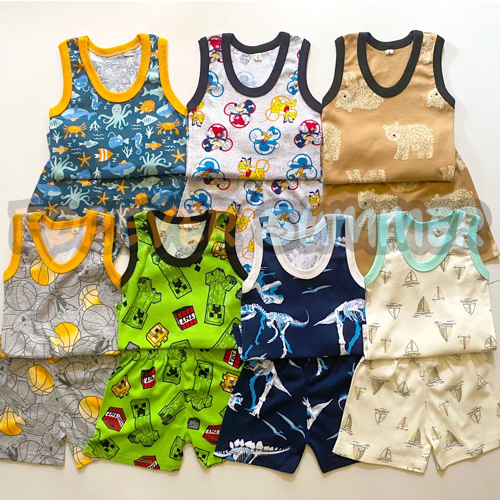 Cotton Sando Top & Shorts Terno Set for 0-6 Year Old Baby Kids Boy Part ...