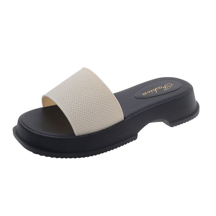 Fashion Outwear Medium Heel Thick Sole Slippers Indoor Anti Slippers For Women Shopee Philippines