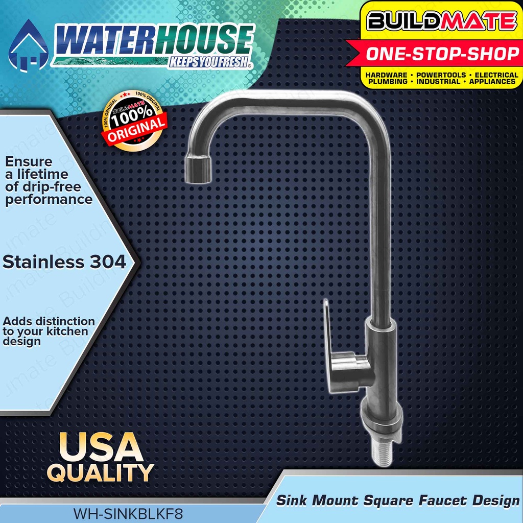 BUILDMATE Waterhouse Sink Mount Square Faucet Design F8 Matte Black Bar