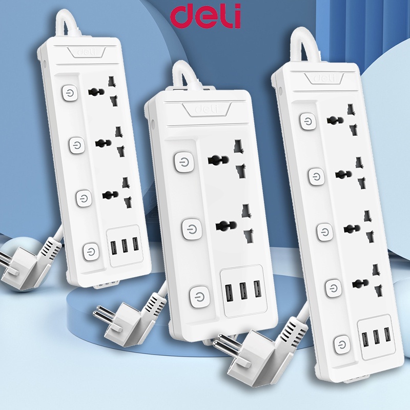 Deli 2M Universal Extension Socket Power Socket With independent Switch ...