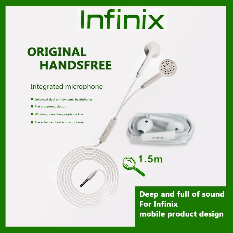 infinix headset original handsfree enhanced dual unit dynamic headset