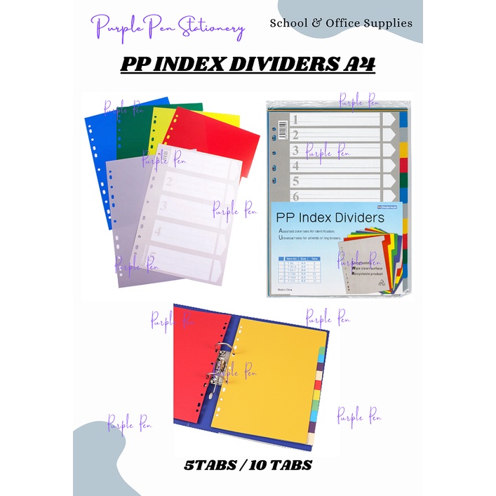 PP INDEX DIVIDER A4, 5 TABS 10 TABS SOLD PER PACK Shopee Philippines