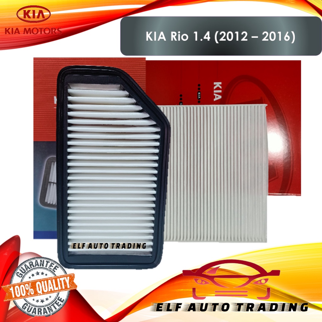 Combo Engine Air Filter and Cabin Filter for KIA Rio 1.4 (2012 - 2016 ...