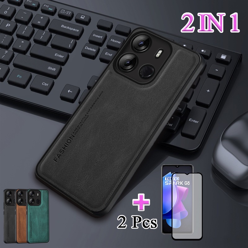 2 IN 1 For Tecno Spark Go 2023 Matte Casing Full Protection Leather ...