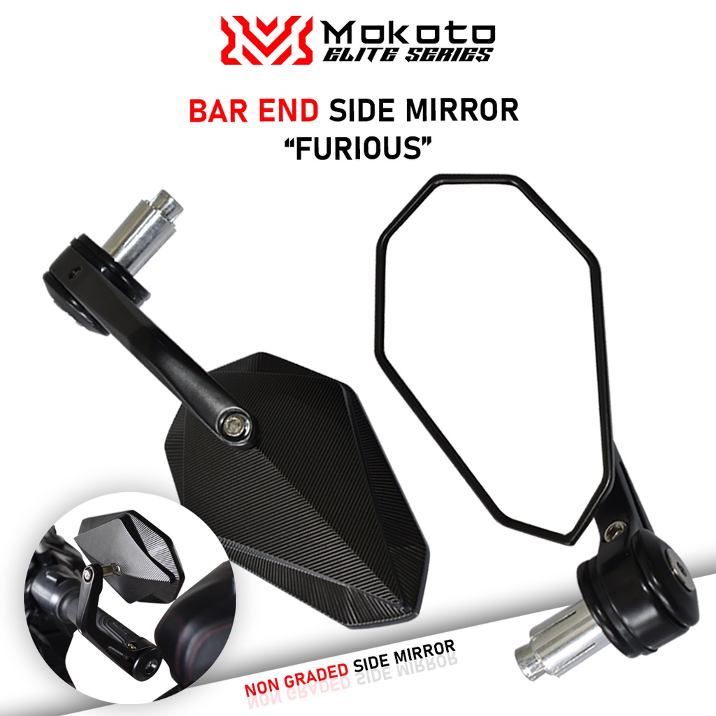 MOKOTO BAR END SIDE MIRROR FURIOUS ELITE SERIES SIDE MIRROR NONGRADED