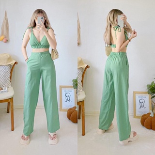 Small-XL Fit Francheska 2Way Design Top Terno Wide Leg Pants Summer Knitted  Terno Beach Outfit