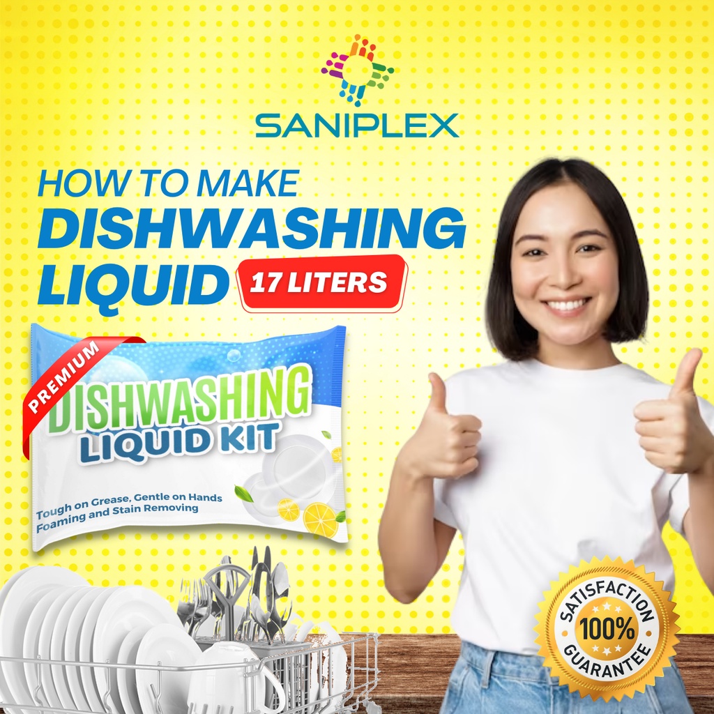 Saniplex Premium Dishwashing Liquid Kit 1718 Liters Yield DIY Highly Effective Dish Soap