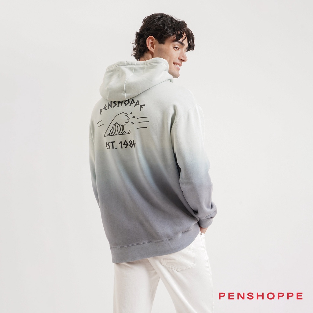 Penshoppe Gradient Relaxed Fit Hoodie With Front And Back Print For Men ...