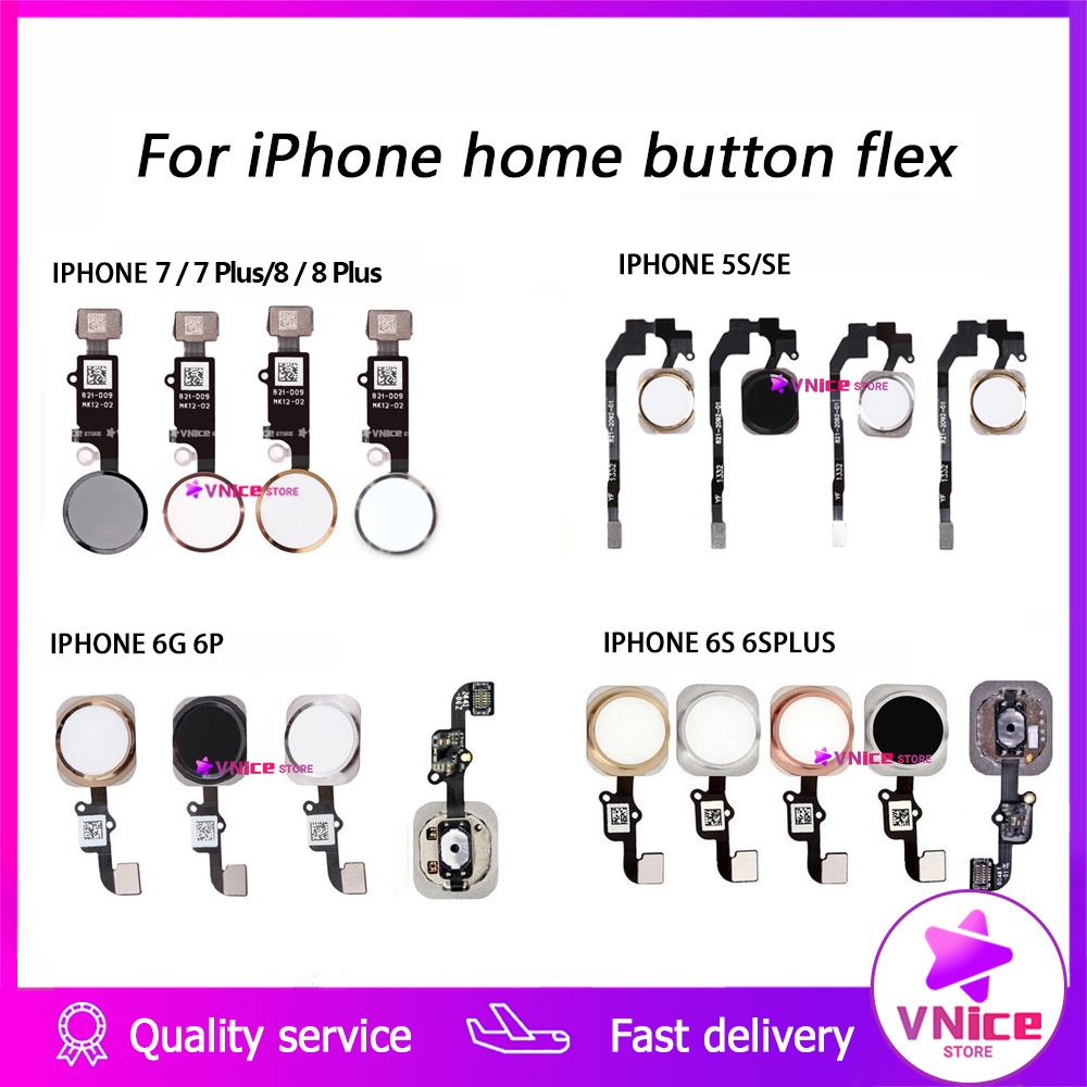 Home Button Compatible for iPhone 6 6S 7 Plus 8 + 5s Touch id with Flex