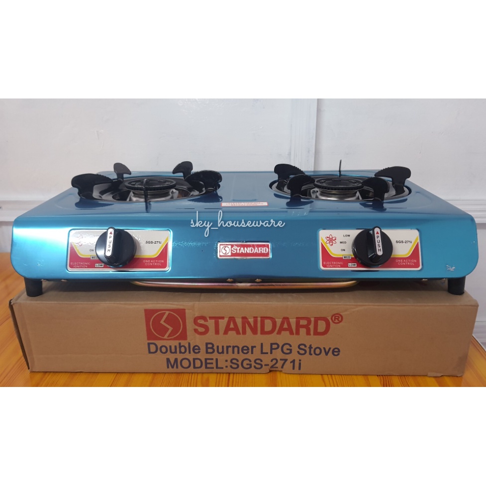 Standard Gas Stove Double Burner Stainless Steel Slim Type (SGS271i