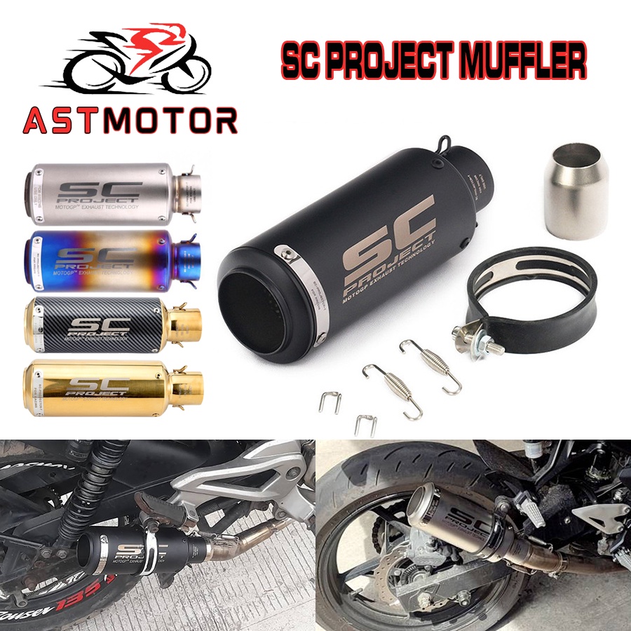 51mm Motorcycle Exhuast Pipe SC Project Muffler Silencer Stainless ...