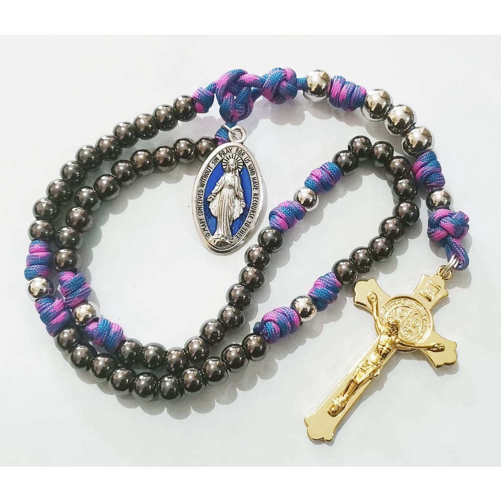 Rosary Peachpuff Camo Paracord Rosary with Miraculous Medal Shopee Philippines