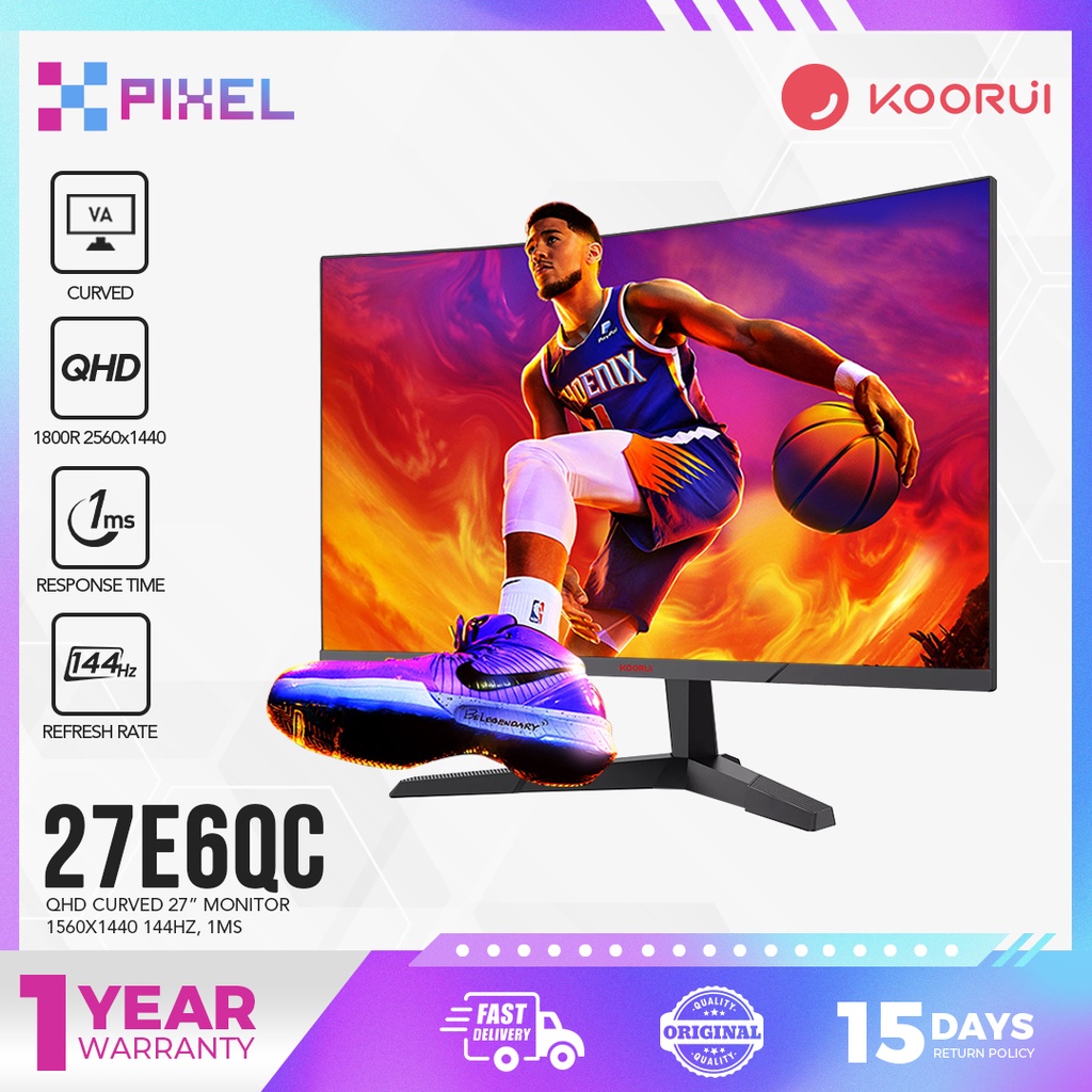 KOORUI E QC QHD Curved Inch Monitor Fast VA Computer Gaming Monitor P R