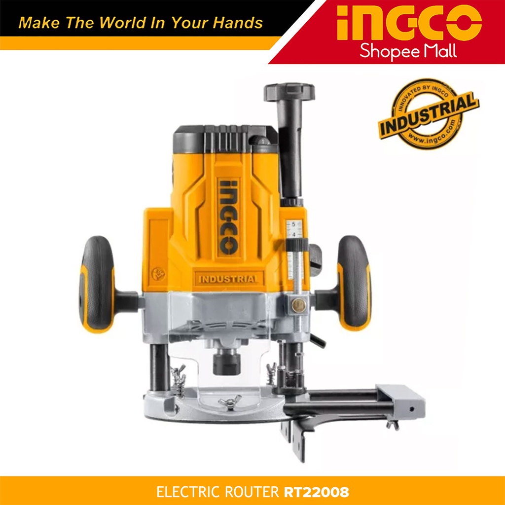 Ingco Rt22008 Industrial Electric Plunge Router Trimmer 2200w 0 60mm For Wood And Plastic P