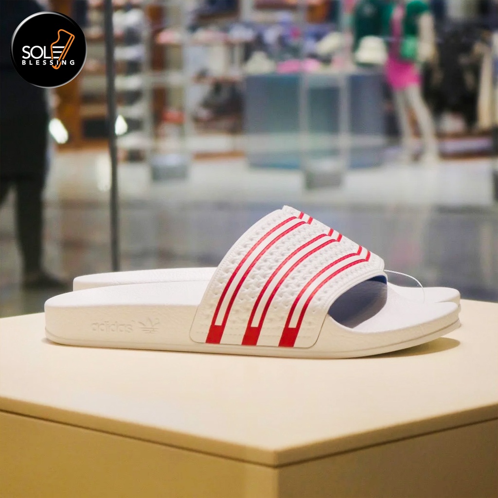 ORIGINAL ADIDAS ADILETTE SLIDES WHITE RED Shopee Philippines