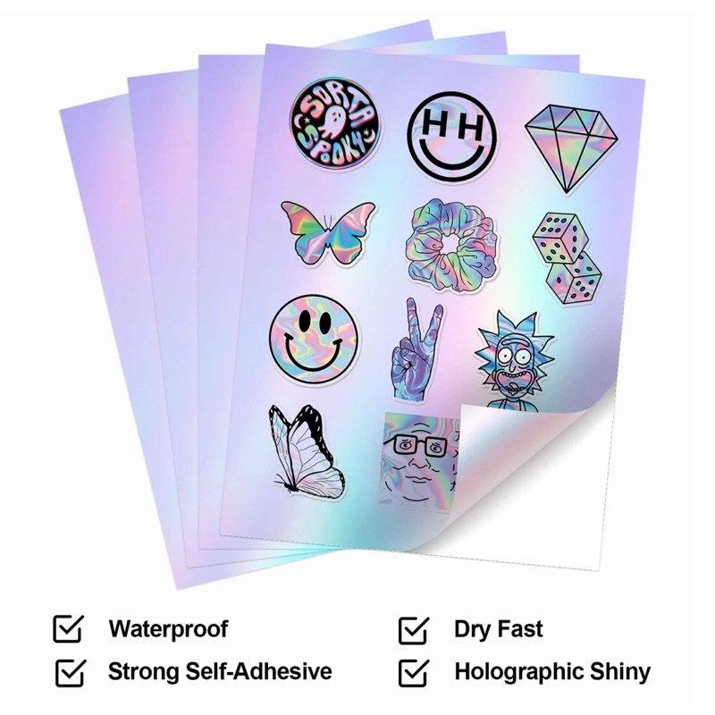 A4 Size Holographic Hologram Printable Vinyl Sticker PET Self-adhesive ...