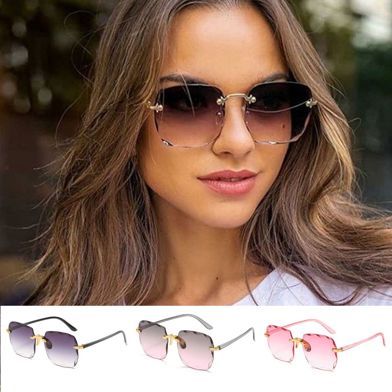 New Sunglasses For Women Fashion Rimless Beach Gradient Sunglass