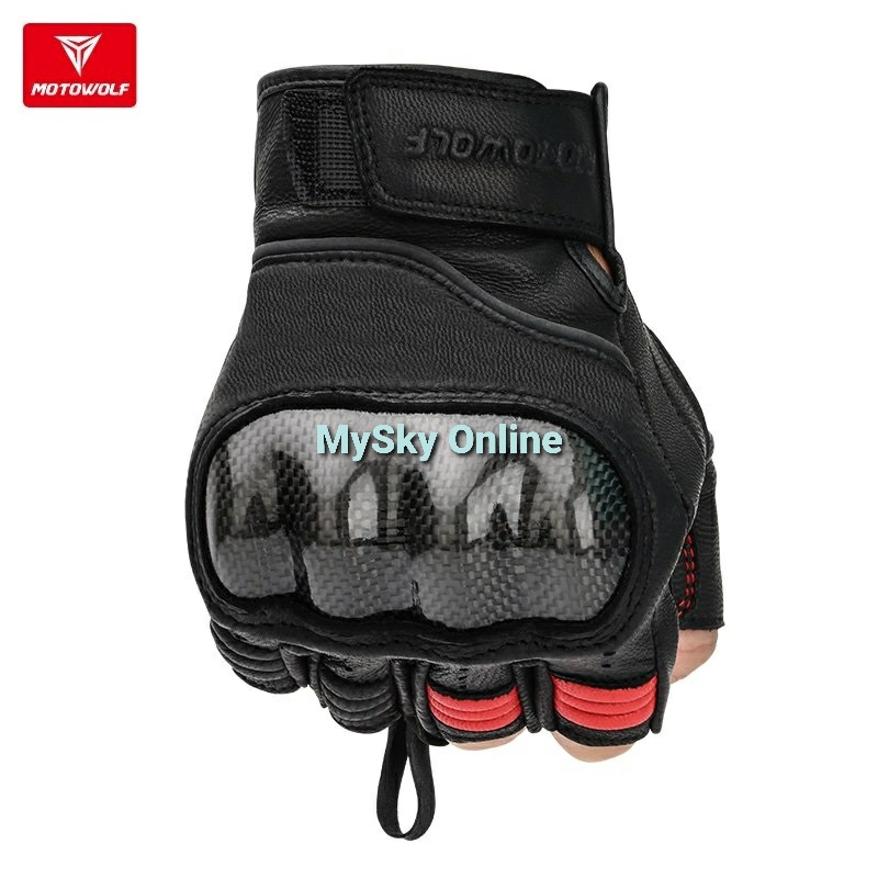 Original MOTOWOLF® Half Finger Riding Gloves / Sheepskin with Carbon ...