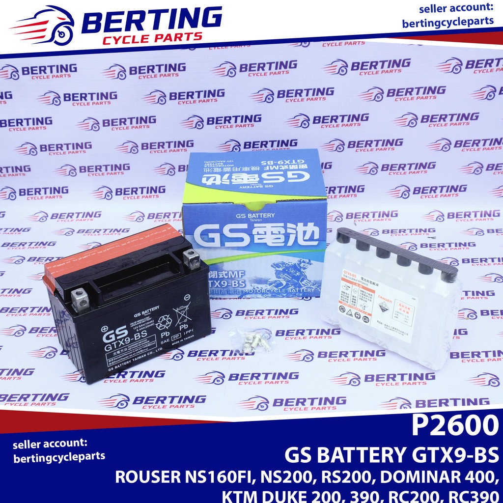 GS BATTERY GTX9 BS JAPAN BRAND Rouser NS160FI NS200 RS200 Dominar