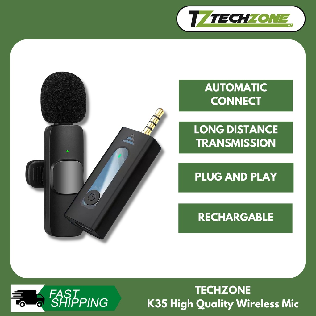 TECHZONE K35 Wireless Collar Microphone Lapel Lavalier Omnidirectional
