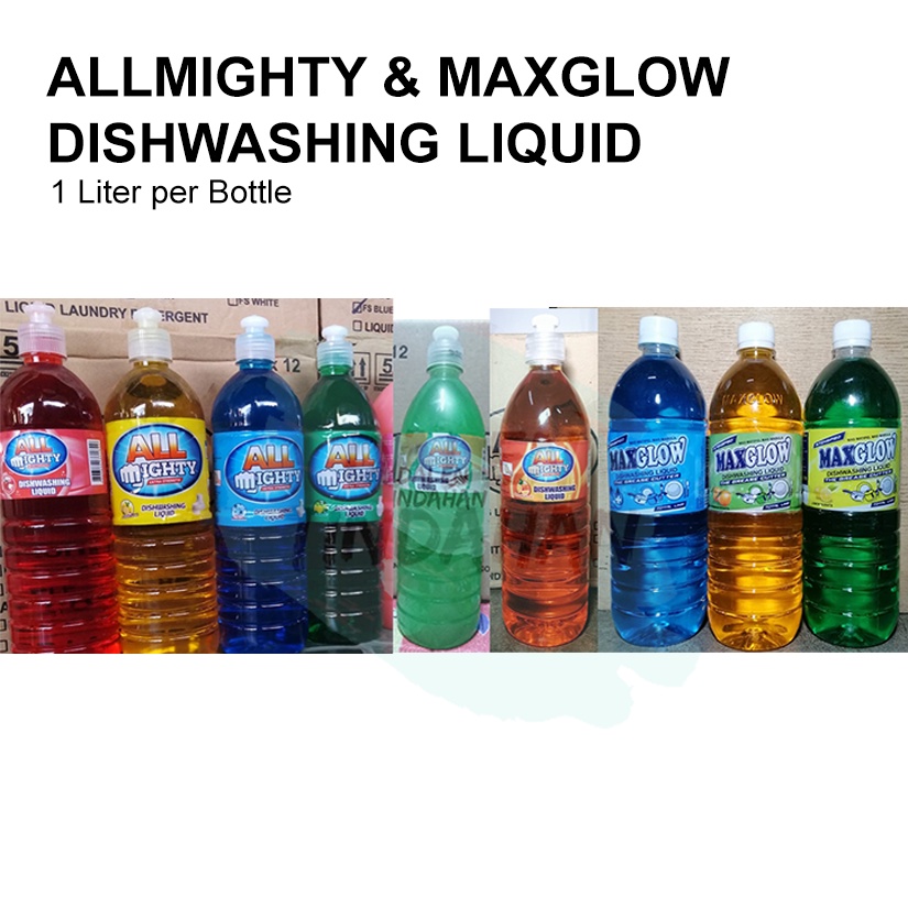 1 BOX Maxglow/Allmighty Dishwashing Liquid 1 LITER 12 PCS