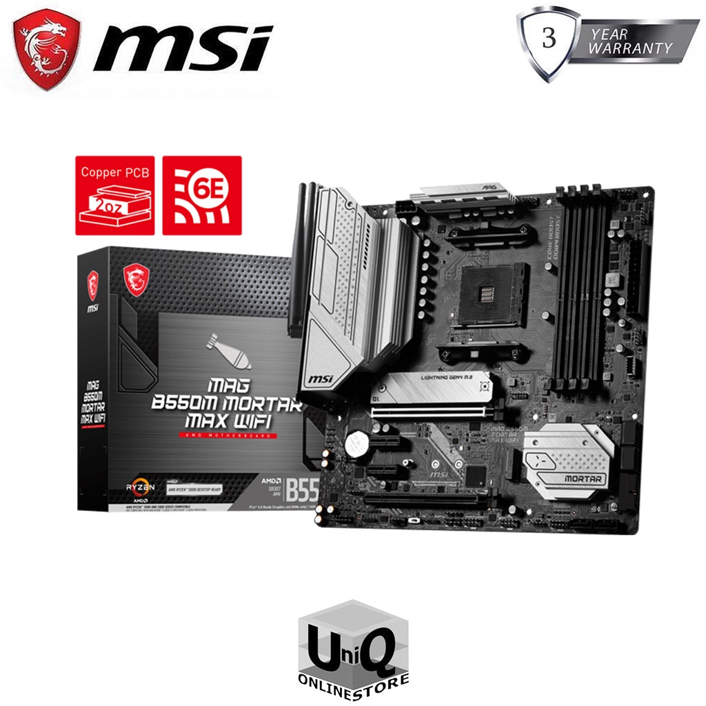 MSI Micro ATX Motherboard MAG B550M Mortar Max WiFi Dual Memory