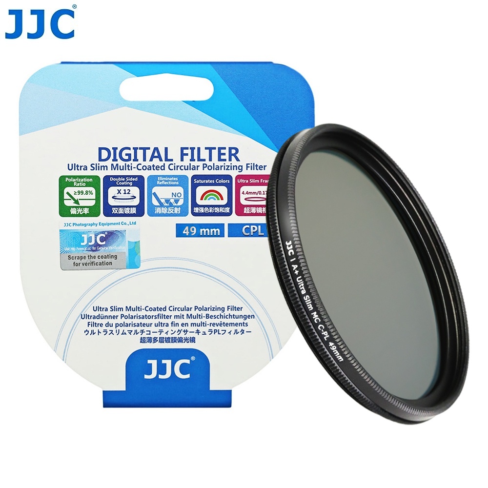 JJC 49mm CPL Filter, Ultra Slim A+ Japanese Optical Glass Circular  Polarizer Filter Multi Coated CPL Filter for DSLR Camera Lens