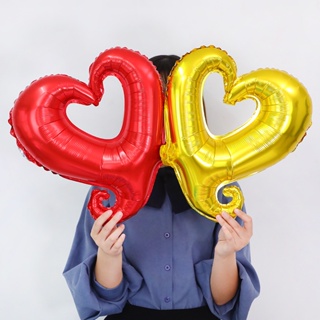 5pcs 18-inch Red Heart Shaped Aluminum Foil Balloons (with 1pc Red