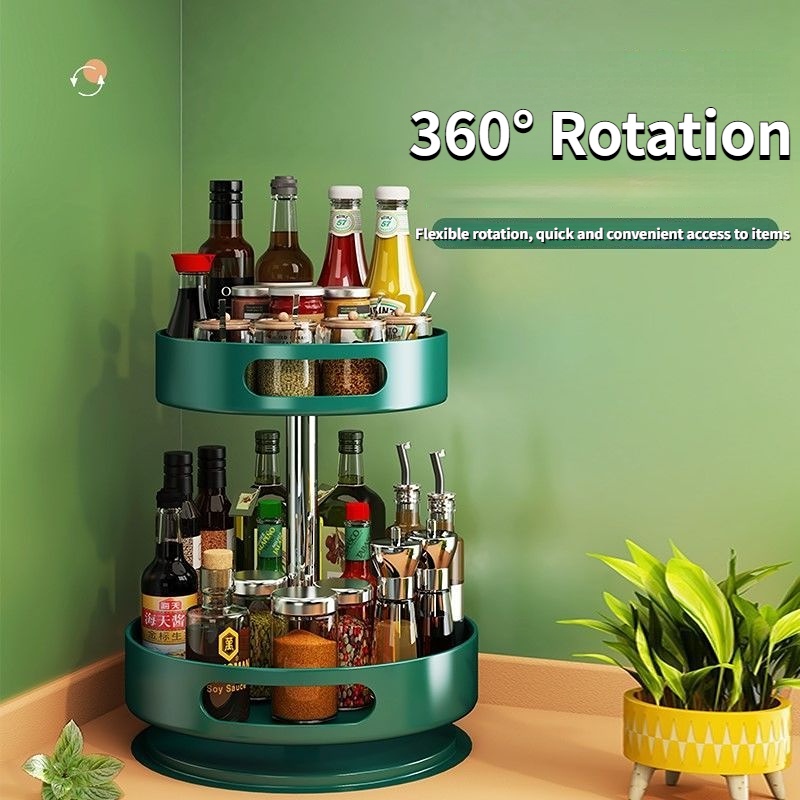 Kitchen Condiments Racks Organizer 360°Rotating Metal Spice Storage ...