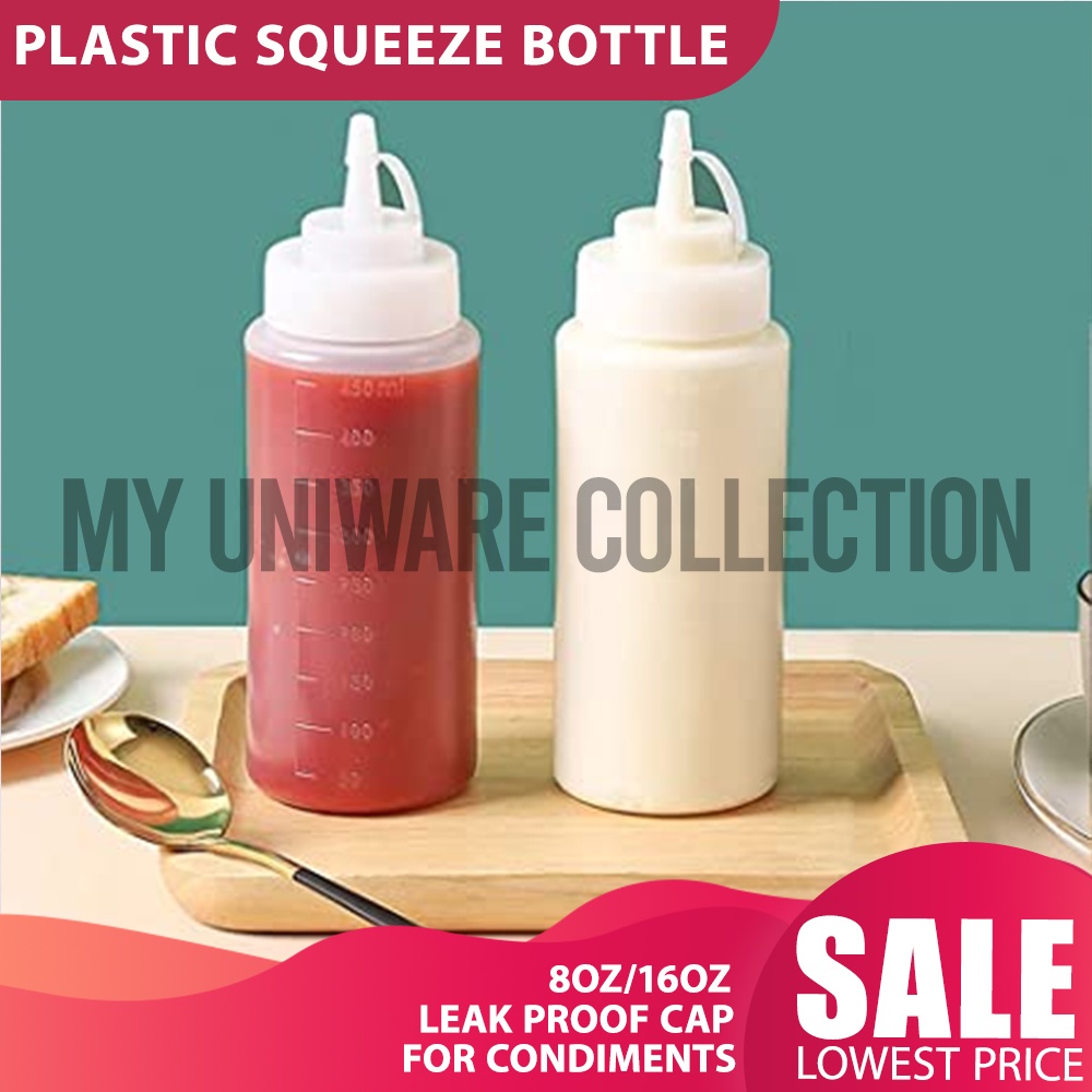 8oz/16oz Clear Plastic Squeeze Bottle Condiment Dispenser | Shopee ...