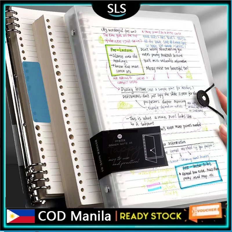 A5 Refillable Plastic Cover Notebook Loose Leaf B5 Stationery 60 sheets Big Binder Notebook