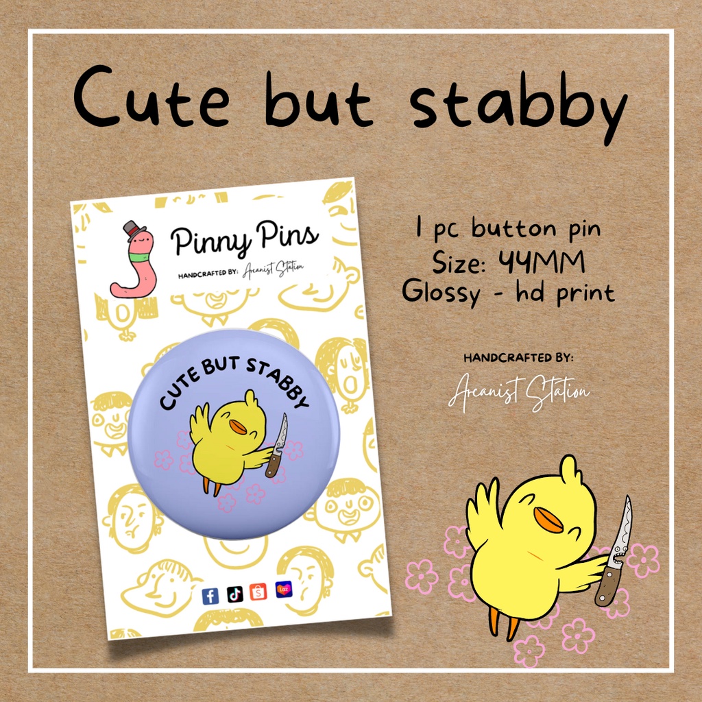 Cute but stabby - Witty Button Pin - Deco Funny Pins | Shopee Philippines