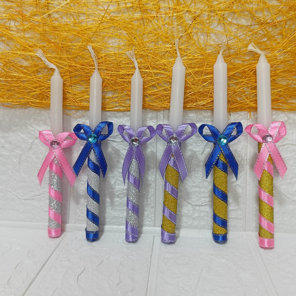 Candle with Ribbon for Christening/Baptismal debut 5 inches Shopee