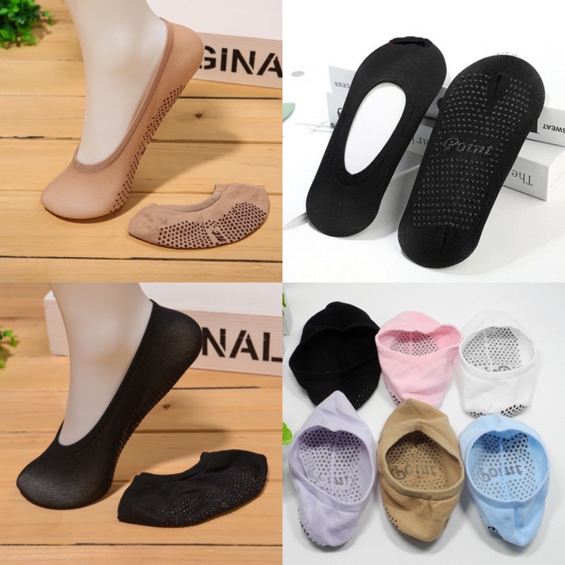 Korean Plain Woman Anti-skid Invisible Candy Socks Ladies Low Cut work ...