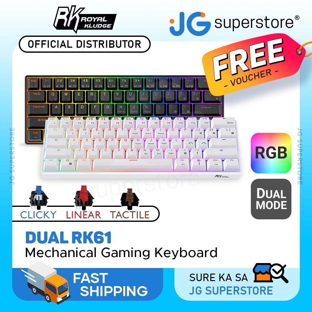 Royal Kludge Dual RK61 RGB 61 Keys Mechanical Gaming Keyboard Bluetooth Wireless/Wired Shopee
