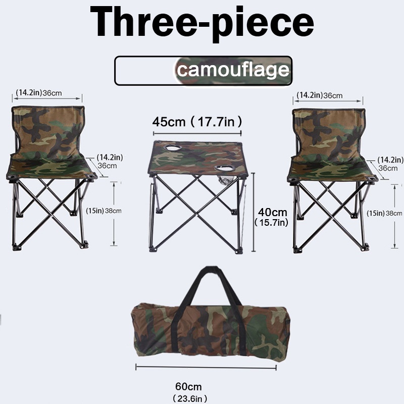 LOOGU 3Pcs/Set Folding Table and Chair Outdoor Portable SelfDriving