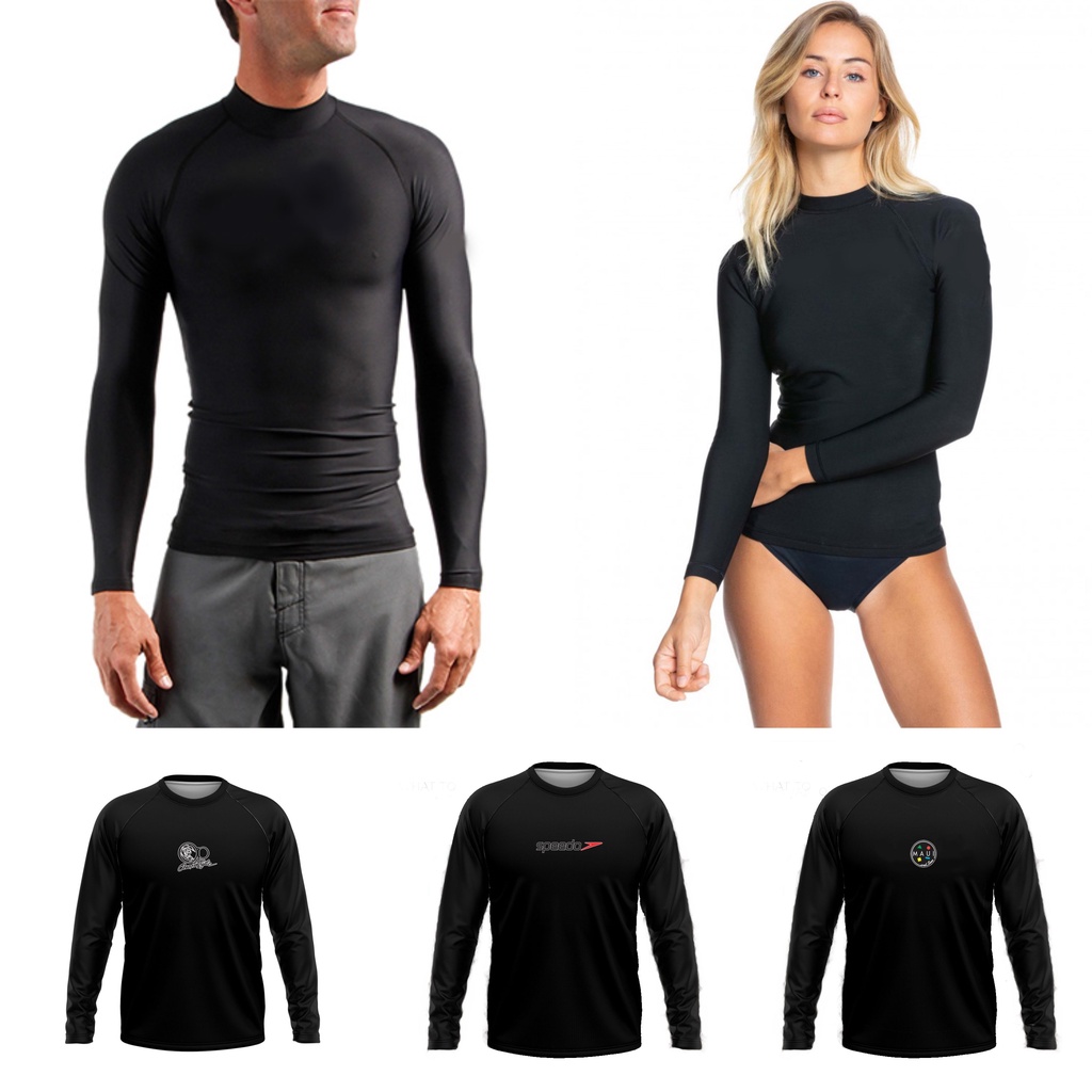 ADULT PLAIN BLACK RASH GUARD with Prin TOP only - Swimwear for Men ...