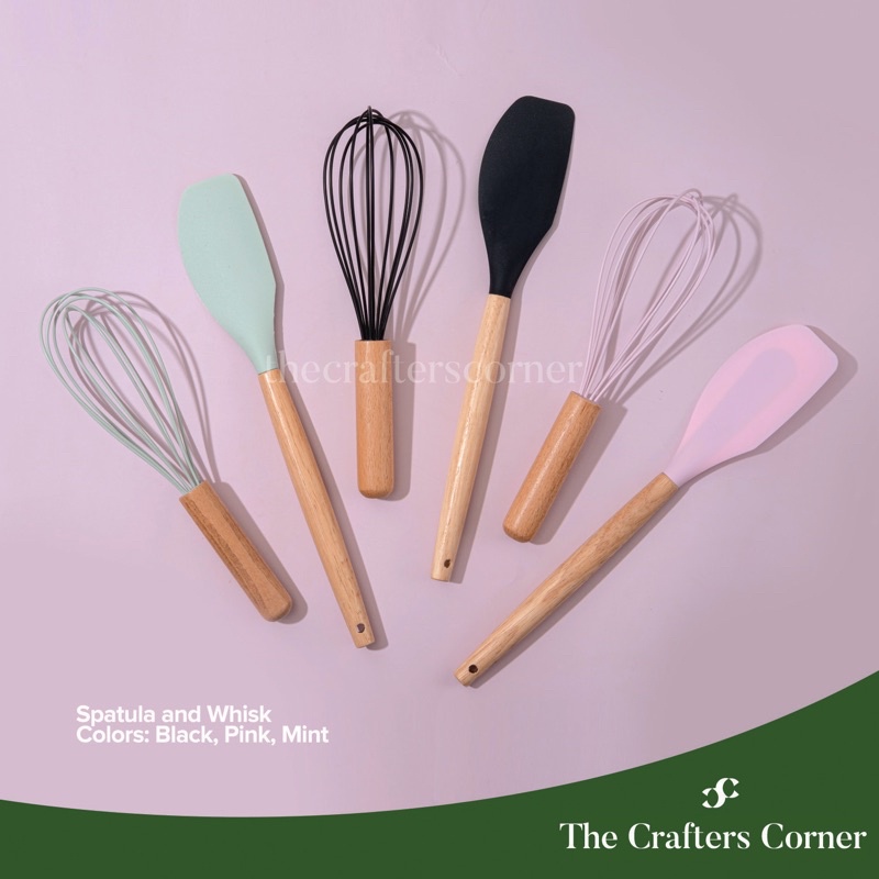 Whisk Spatula for Soap Making, Baking (Black, Pink, Mint) Shopee