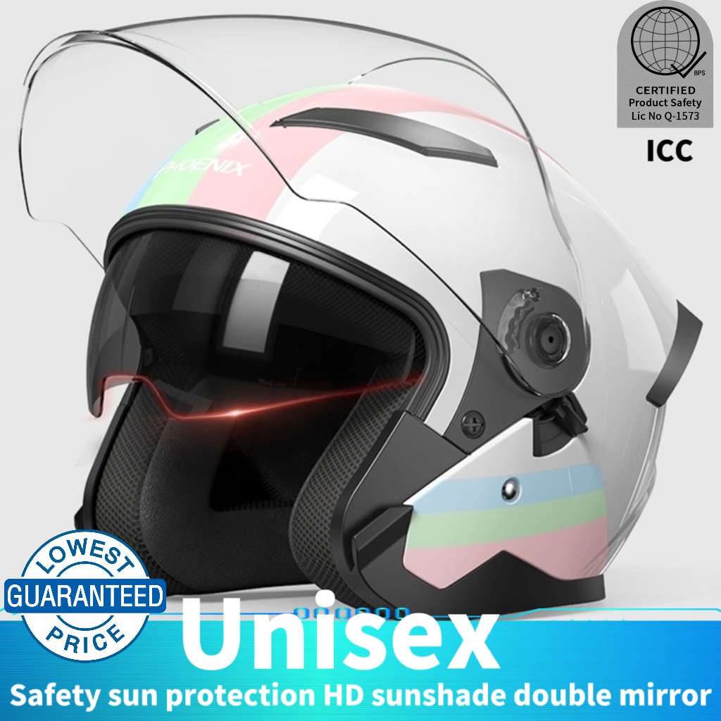 Double Mirror Motorcycle Half Face Helmets Open Face Cycling/Bicycle ...