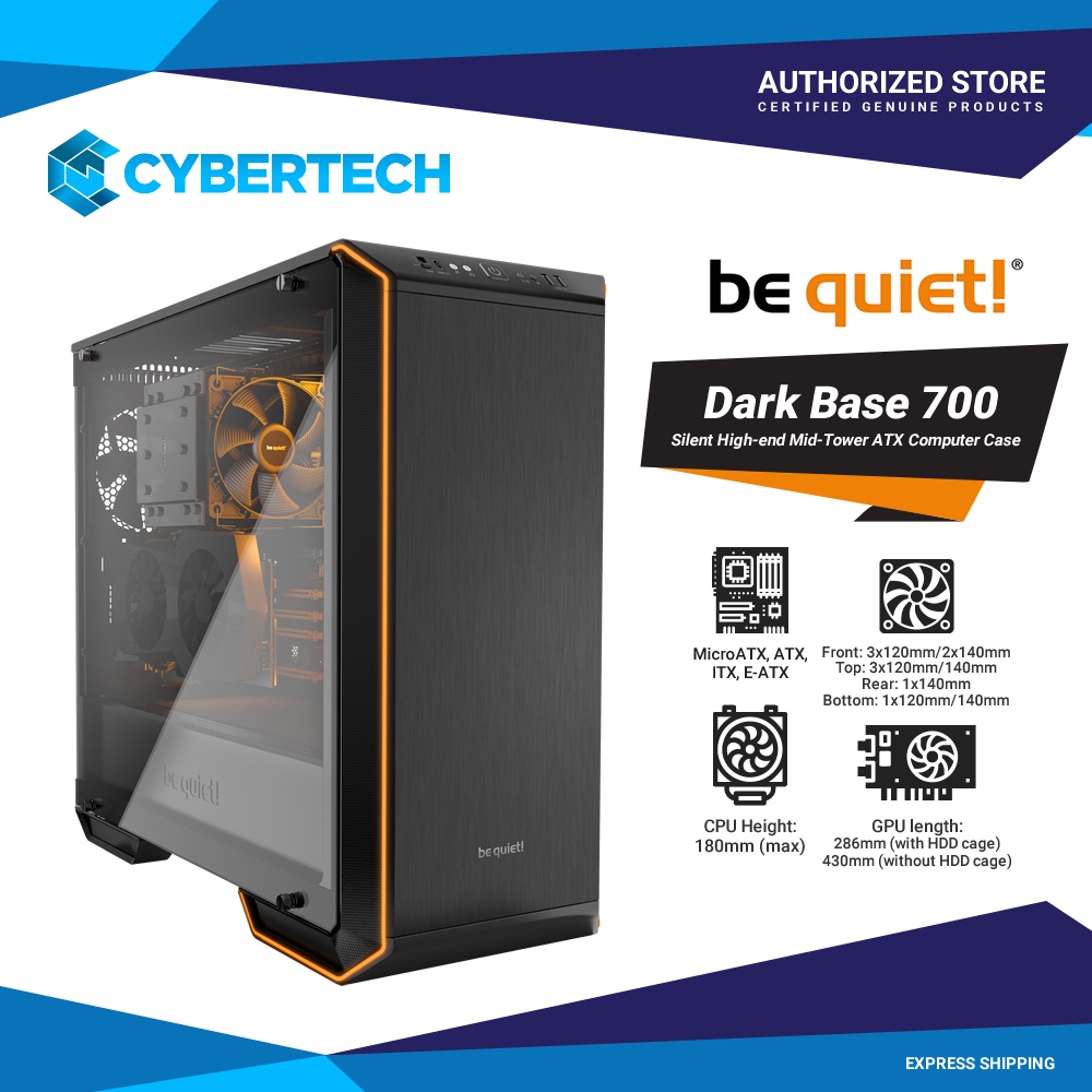 Be Quiet! Dark Base 700, BGW23, Midi Tower ATX, Pre-Installed Fans, RGB  LEDs, Tempered Glass Shopee Philippines