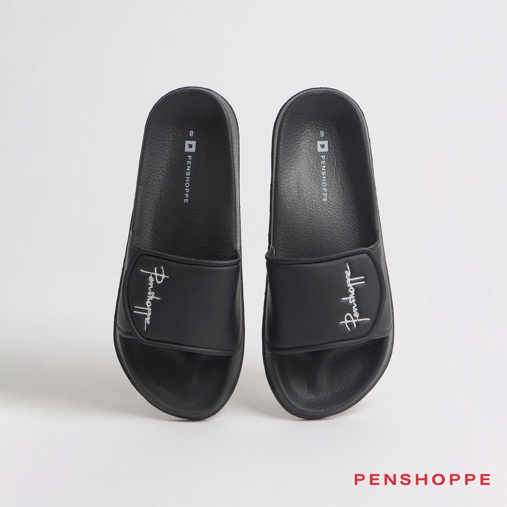 Penshoppe Regular Branding Velcro Slides Slippers For Women (Black ...