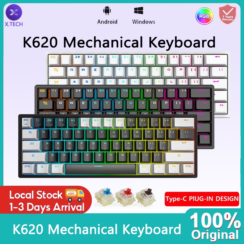 Xtech K620 K550 K880 Mechanical Keyboard 61key RGB Light Wired Gaming ...