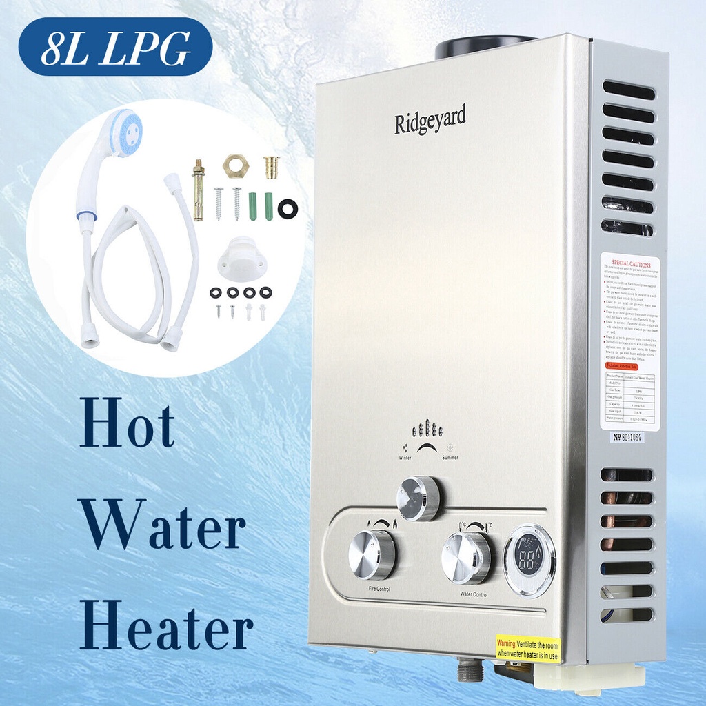 Yonntech 8L 16KW LPG Water Heater Propane Butane Instant Gas Boiler ...